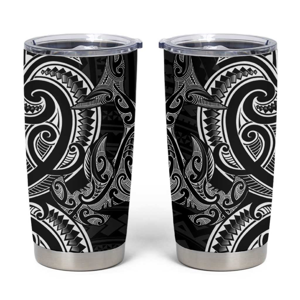 New Zealand Hammerhead Shark Tumbler Cup Maori Haehae Mangopare Black LT14 Black - Polynesian Pride