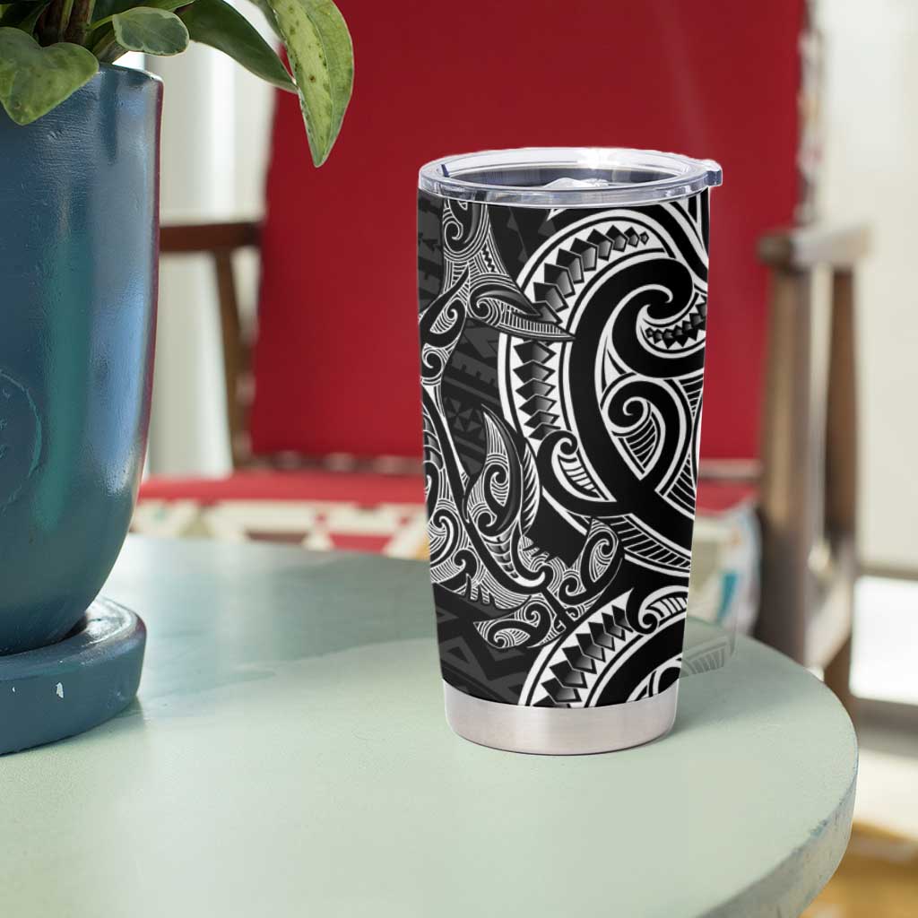 New Zealand Hammerhead Shark Tumbler Cup Maori Haehae Mangopare Black LT14 - Polynesian Pride