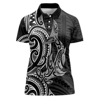 New Zealand Hammerhead Shark Women Polo Shirt Maori Haehae Mangopare Black - Polynesian Pride