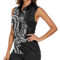 New Zealand Hammerhead Shark Women Sleeveless Polo Shirt Maori Haehae Mangopare Black LT14 - Polynesian Pride