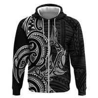 New Zealand Hammerhead Shark Zip Hoodie Maori Haehae Mangopare Black LT14 Zip Hoodie Black - Polynesian Pride