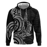 New Zealand Hammerhead Shark Zip Hoodie Maori Haehae Mangopare Black LT14 Pullover Hoodie Black - Polynesian Pride