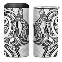 New Zealand Hammerhead Shark 4 in 1 Can Cooler Tumbler Maori Haehae Mangopare White LT14 One Size: 16 oz White - Polynesian Pride