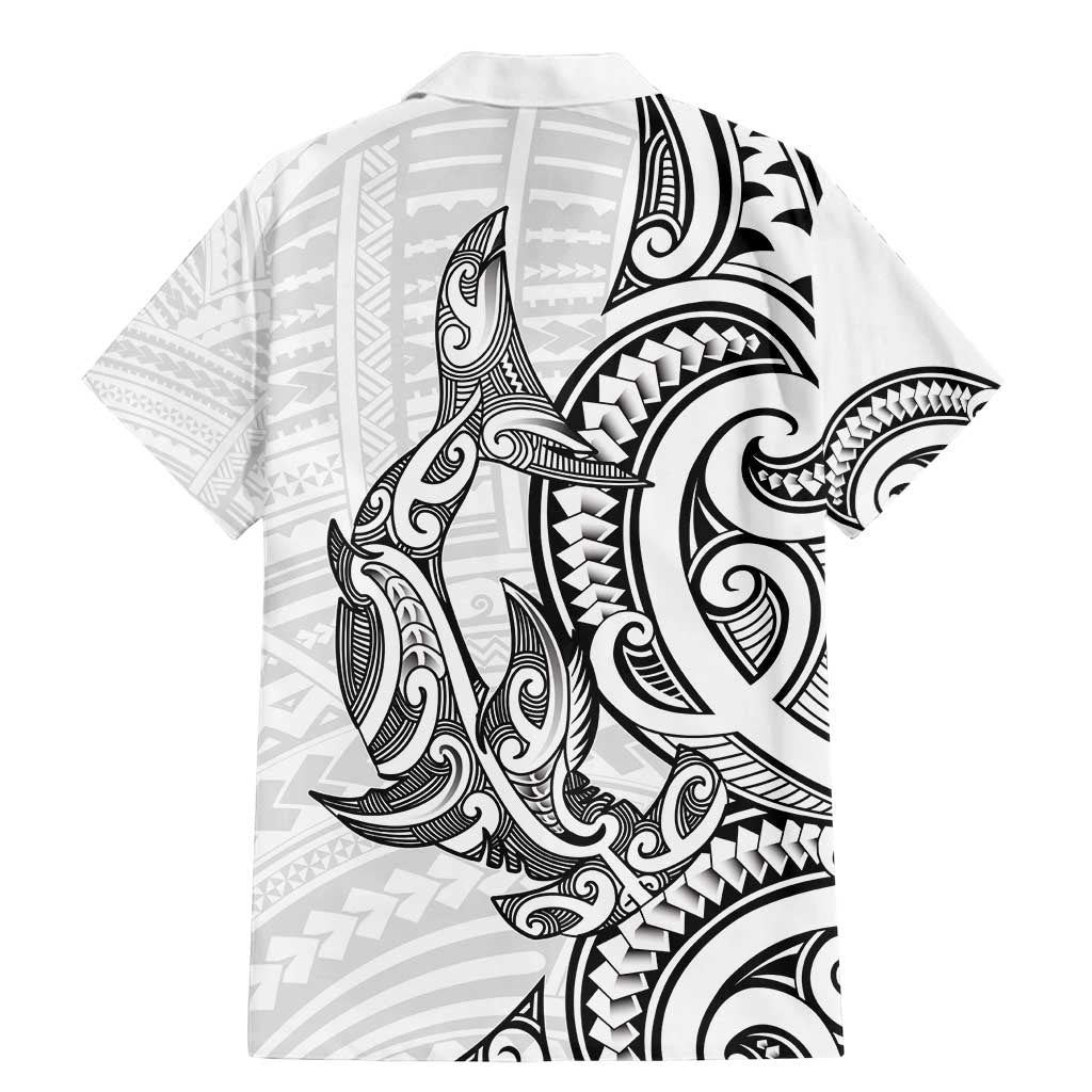 New Zealand Hammerhead Shark Family Matching Mermaid Dress and Hawaiian Shirt Maori Haehae Mangopare White LT14 - Polynesian Pride