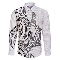 New Zealand Hammerhead Shark Family Matching Short Sleeve Bodycon Dress and Hawaiian Shirt Maori Haehae Mangopare White LT14 Dad's Shirt - Long Sleeve White - Polynesian Pride