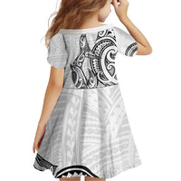 New Zealand Hammerhead Shark Family Matching Summer Maxi Dress and Hawaiian Shirt Maori Haehae Mangopare White LT14 - Polynesian Pride