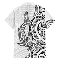 New Zealand Hammerhead Shark Family Matching Summer Maxi Dress and Hawaiian Shirt Maori Haehae Mangopare White LT14 - Polynesian Pride
