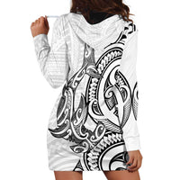 New Zealand Hammerhead Shark Hoodie Dress Maori Haehae Mangopare White LT14 - Polynesian Pride