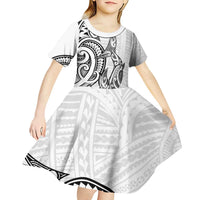 New Zealand Hammerhead Shark Kid Short Sleeve Dress Maori Haehae Mangopare White LT14 - Polynesian Pride