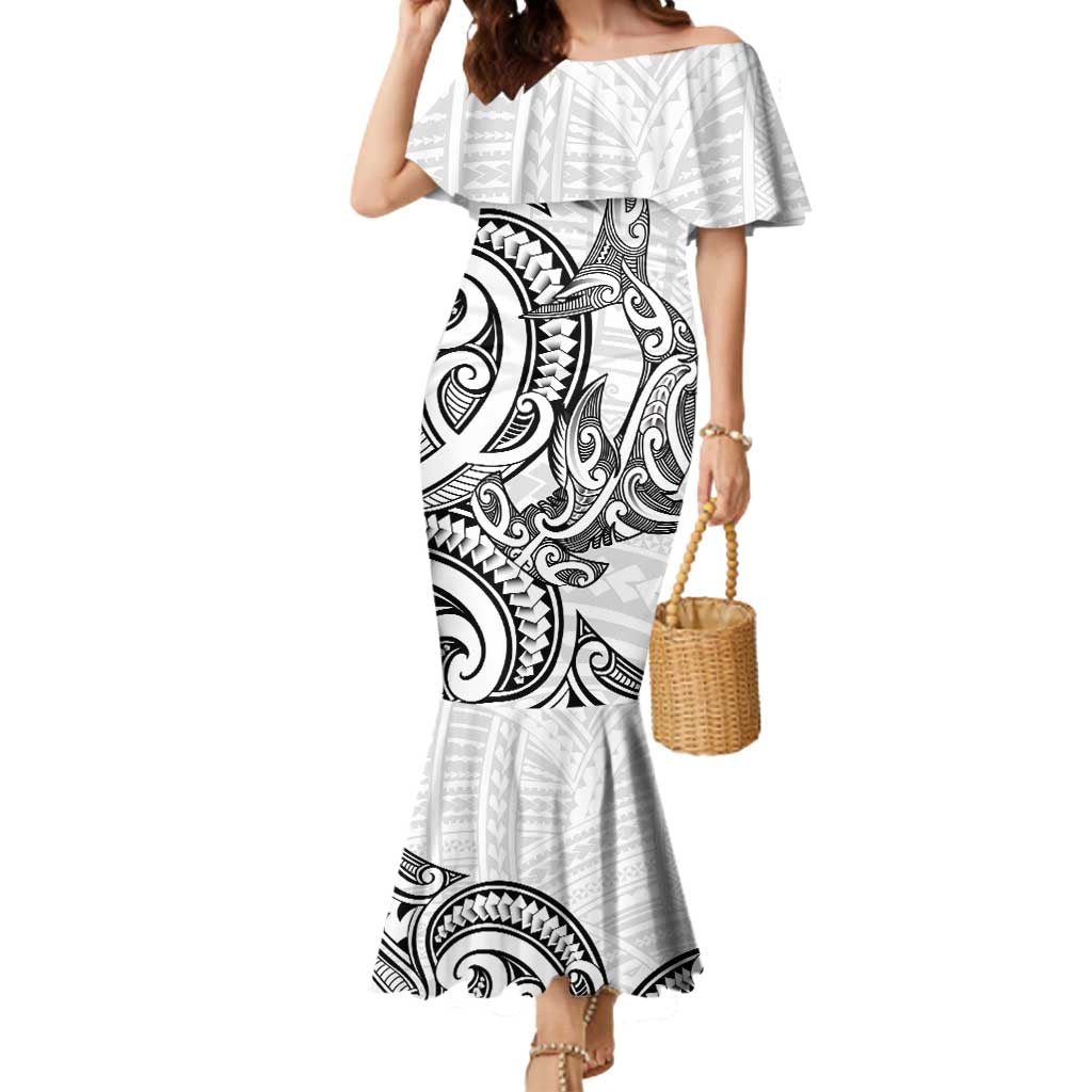 New Zealand Hammerhead Shark Mermaid Dress Maori Haehae Mangopare White LT14 Women White - Polynesian Pride