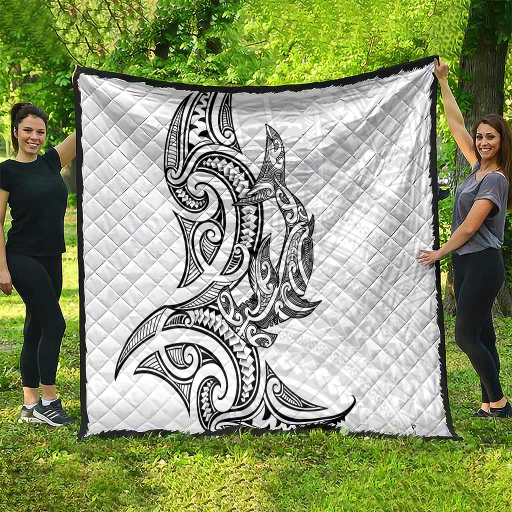 New Zealand Hammerhead Shark Quilt Maori Haehae Mangopare White - Polynesian Pride