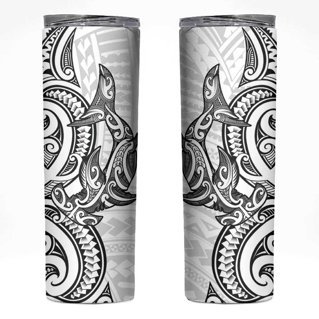 New Zealand Hammerhead Shark Skinny Tumbler Maori Haehae Mangopare White LT14 White - Polynesian Pride