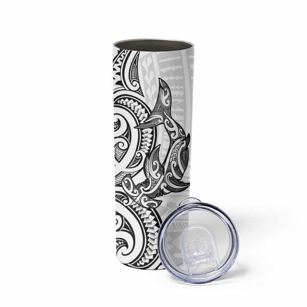 New Zealand Hammerhead Shark Skinny Tumbler Maori Haehae Mangopare White LT14 - Polynesian Pride