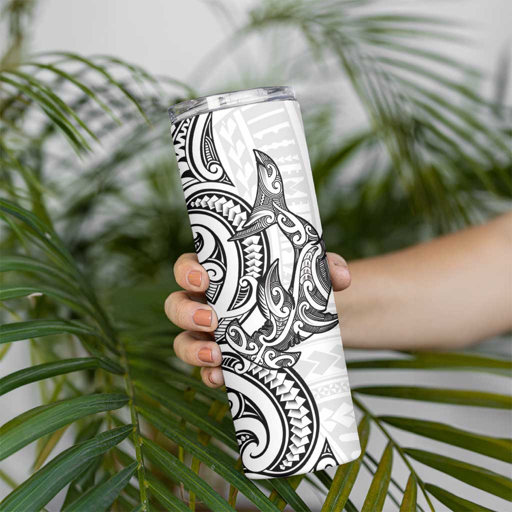 New Zealand Hammerhead Shark Skinny Tumbler Maori Haehae Mangopare White LT14 - Polynesian Pride