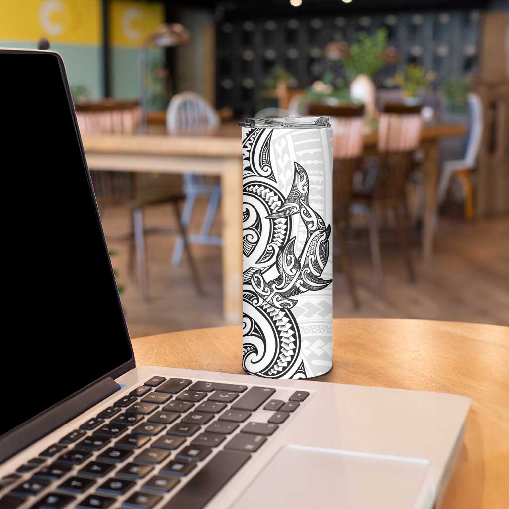 New Zealand Hammerhead Shark Skinny Tumbler Maori Haehae Mangopare White LT14 - Polynesian Pride