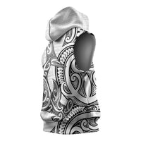 New Zealand Hammerhead Shark Sleeveless Hoodie Maori Haehae Mangopare White LT14 - Polynesian Pride