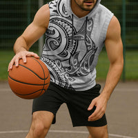 New Zealand Hammerhead Shark Sleeveless Hoodie Maori Haehae Mangopare White LT14 - Polynesian Pride