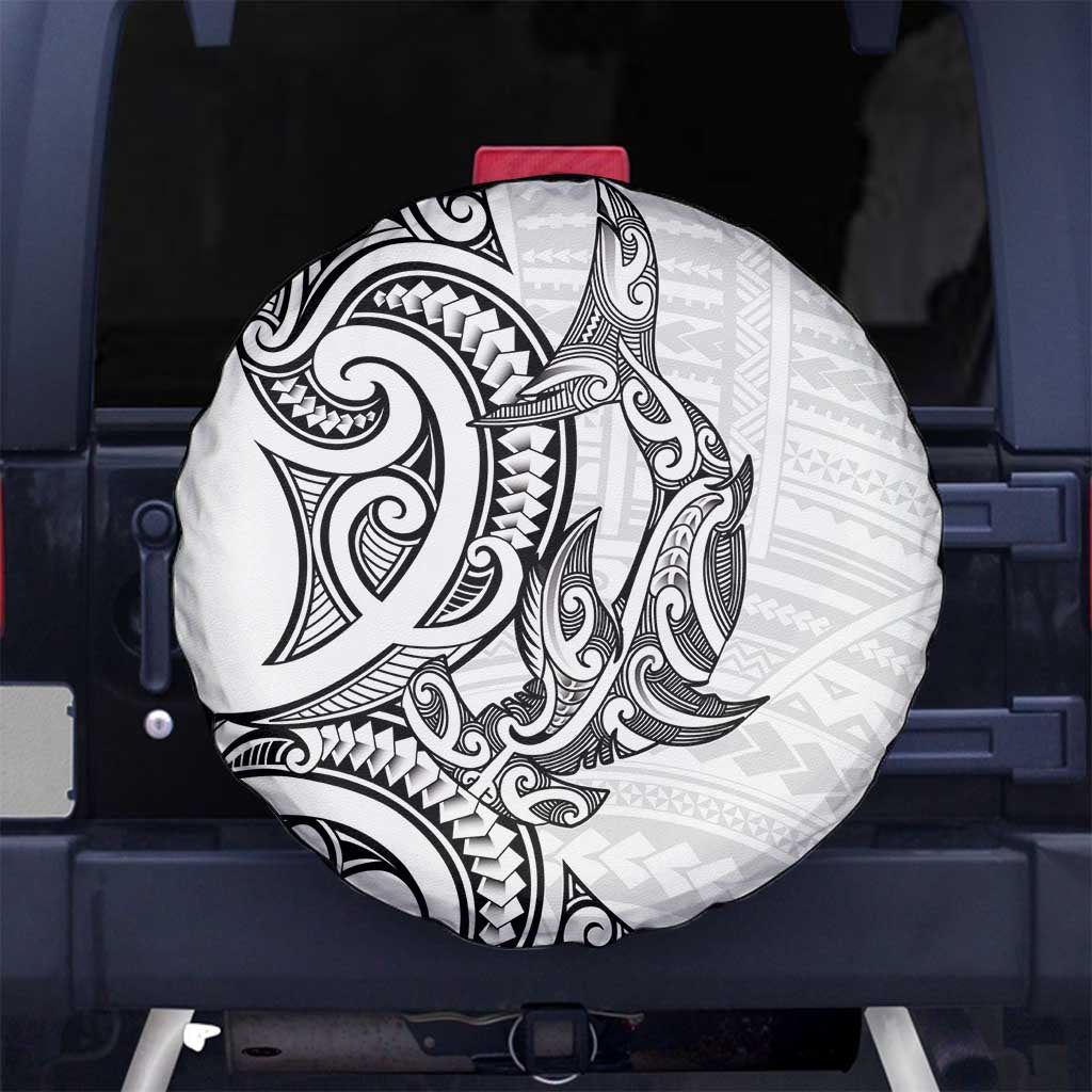 New Zealand Hammerhead Shark Spare Tire Cover Maori Haehae Mangopare White LT14 No hole White - Polynesian Pride