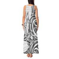 New Zealand Hammerhead Shark Tank Maxi Dress Maori Haehae Mangopare White LT14 - Polynesian Pride