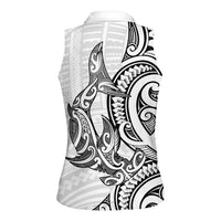 New Zealand Hammerhead Shark Women Sleeveless Polo Shirt Maori Haehae Mangopare White LT14 - Polynesian Pride