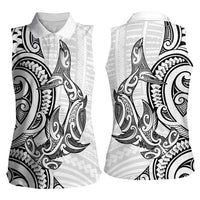 New Zealand Hammerhead Shark Women Sleeveless Polo Shirt Maori Haehae Mangopare White LT14 - Polynesian Pride