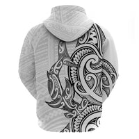 New Zealand Hammerhead Shark Zip Hoodie Maori Haehae Mangopare White LT14 - Polynesian Pride