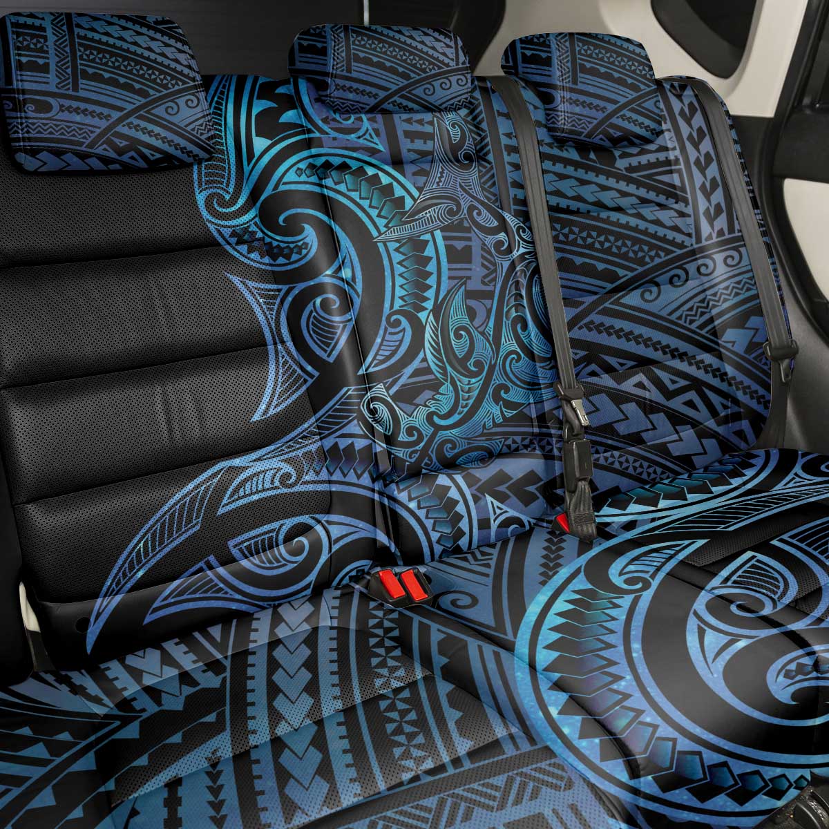 New Zealand Hammerhead Shark Back Car Seat Cover Maori Haehae Mangopare Galaxy - Polynesian Pride
