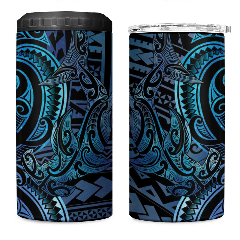 New Zealand Hammerhead Shark 4 in 1 Can Cooler Tumbler Maori Haehae Mangopare Galaxy LT14 One Size: 16 oz Blue - Polynesian Pride