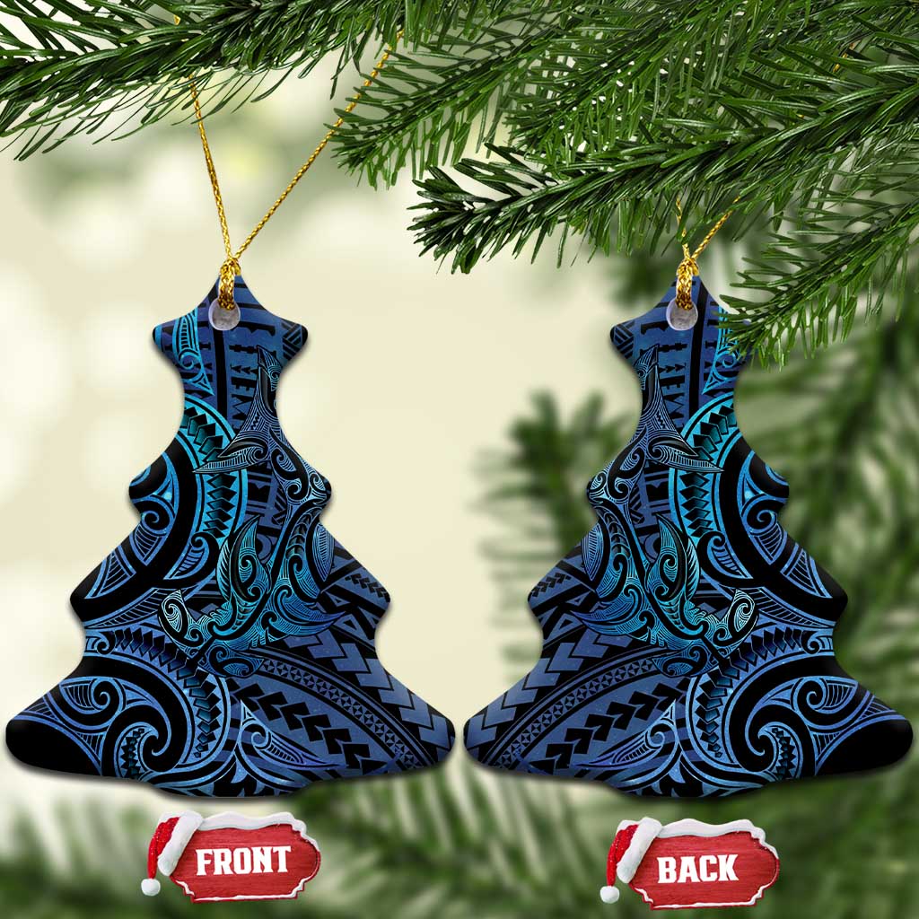 New Zealand Hammerhead Shark Ceramic Ornament Maori Haehae Mangopare Galaxy - Polynesian Pride