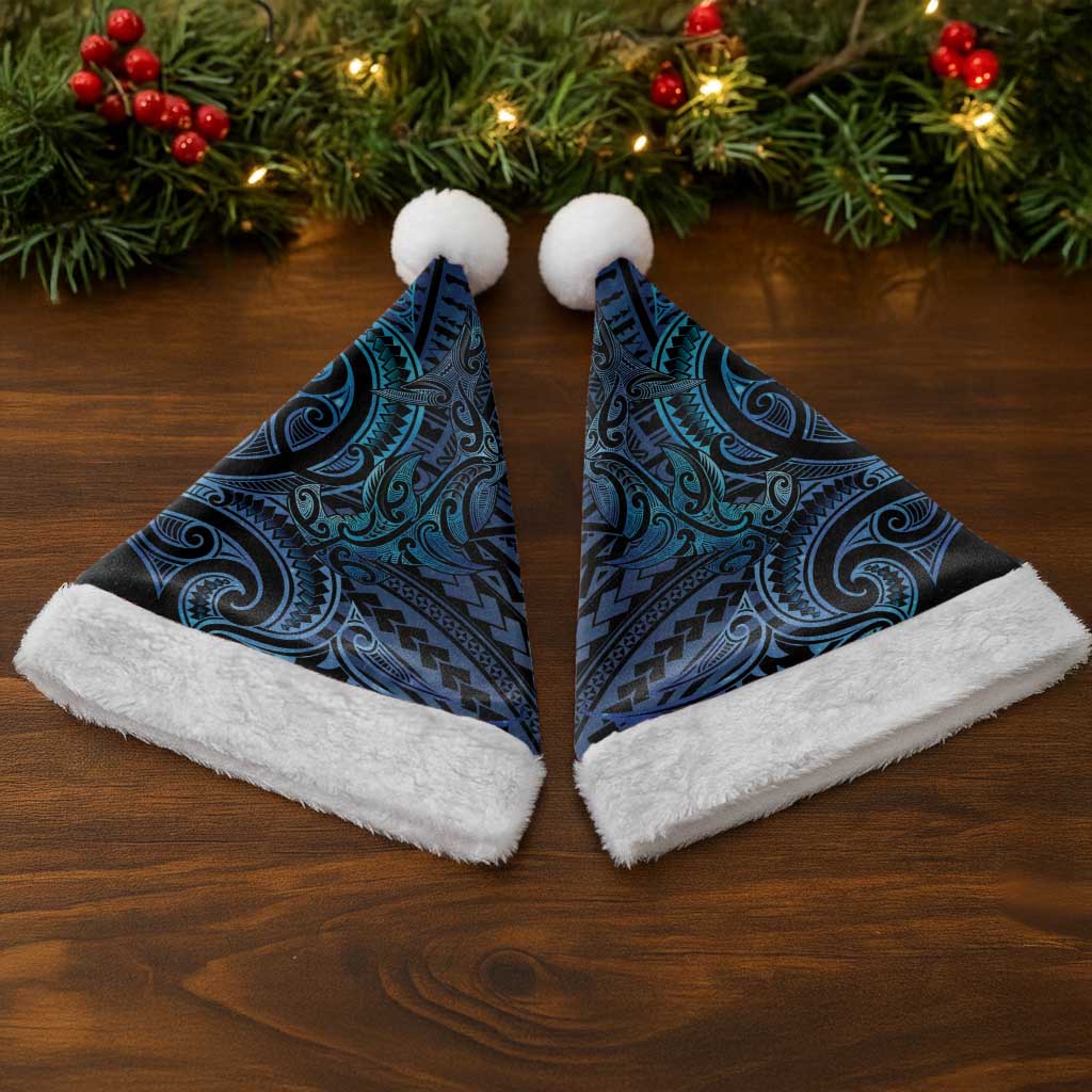New Zealand Hammerhead Shark Christmas Santa Hat Maori Haehae Mangopare Galaxy - Polynesian Pride