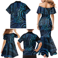 New Zealand Hammerhead Shark Family Matching Mermaid Dress and Hawaiian Shirt Maori Haehae Mangopare Galaxy LT14 - Polynesian Pride