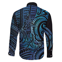 New Zealand Hammerhead Shark Family Matching Off Shoulder Maxi Dress and Hawaiian Shirt Maori Haehae Mangopare Galaxy LT14 - Polynesian Pride