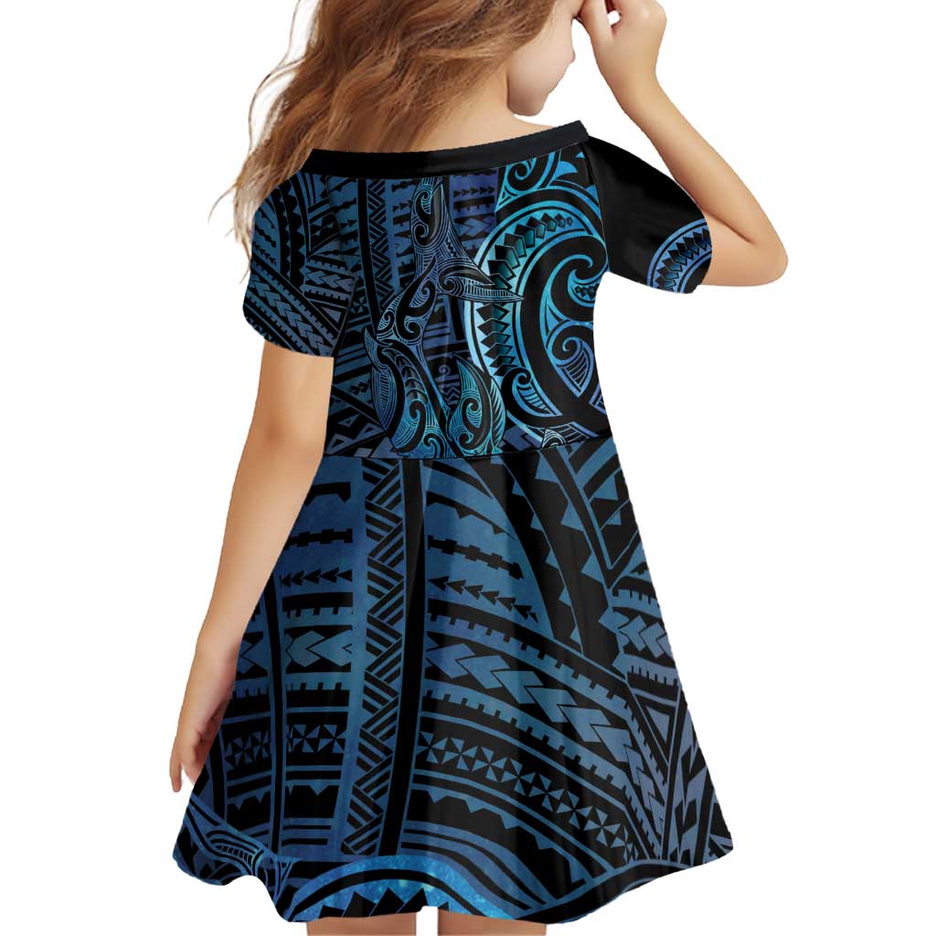 New Zealand Hammerhead Shark Family Matching Puletasi and Hawaiian Shirt Maori Haehae Mangopare Galaxy LT14 - Polynesian Pride