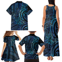 New Zealand Hammerhead Shark Family Matching Tank Maxi Dress and Hawaiian Shirt Maori Haehae Mangopare Galaxy LT14 - Polynesian Pride