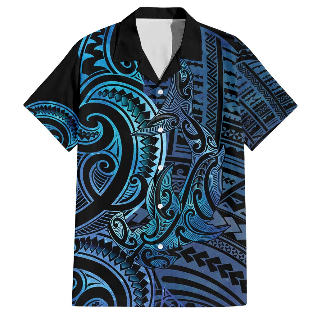 New Zealand Hammerhead Shark Hawaiian Shirt Maori Haehae Mangopare Galaxy LT14 Blue - Polynesian Pride