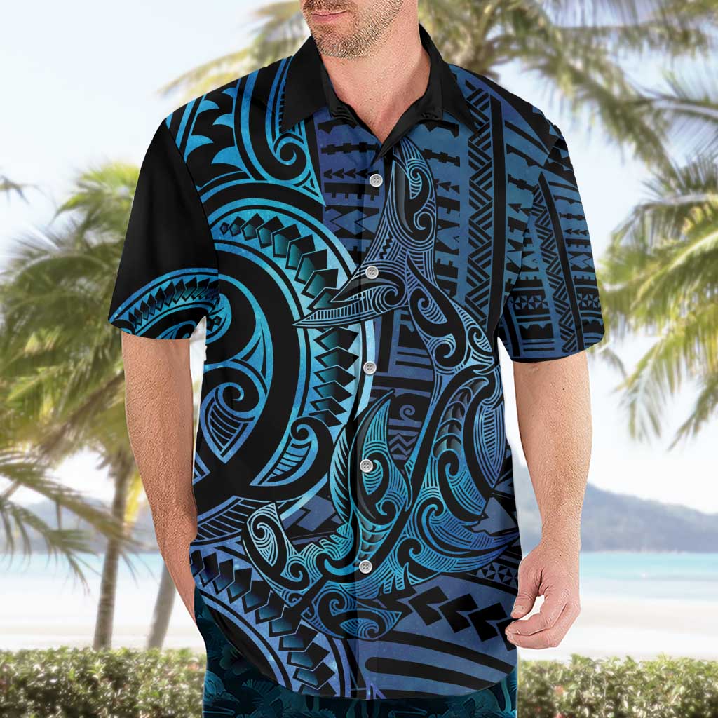 New Zealand Hammerhead Shark Hawaiian Shirt Maori Haehae Mangopare Galaxy LT14 - Polynesian Pride
