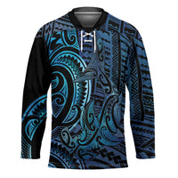 New Zealand Hammerhead Shark Hockey Jersey Maori Haehae Mangopare Galaxy LT14 Unisex Blue - Polynesian Pride