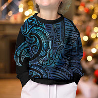 New Zealand Hammerhead Shark Kid Ugly Christmas Sweater Maori Haehae Mangopare Galaxy LT14 - Polynesian Pride