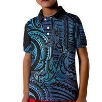 New Zealand Hammerhead Shark Kid Polo Shirt Maori Haehae Mangopare Galaxy LT14 Kid Blue - Polynesian Pride