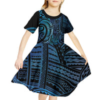 New Zealand Hammerhead Shark Kid Short Sleeve Dress Maori Haehae Mangopare Galaxy LT14 - Polynesian Pride