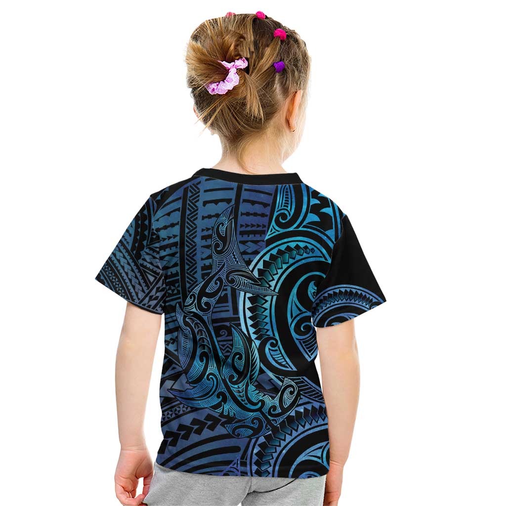 New Zealand Hammerhead Shark Kid T Shirt Maori Haehae Mangopare Galaxy LT14 - Polynesian Pride