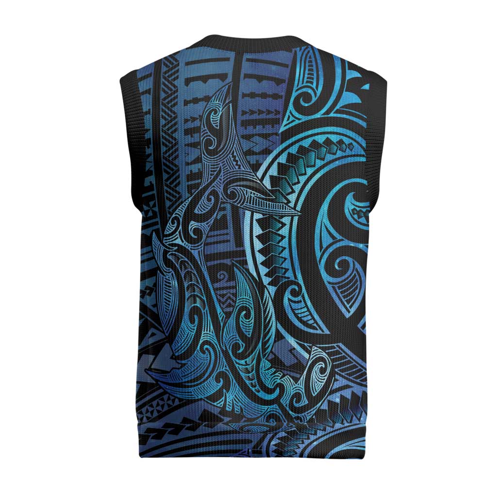 New Zealand Hammerhead Shark Christmas Knitted V-Neck Vest Maori Haehae Mangopare Galaxy LT14 - Polynesian Pride