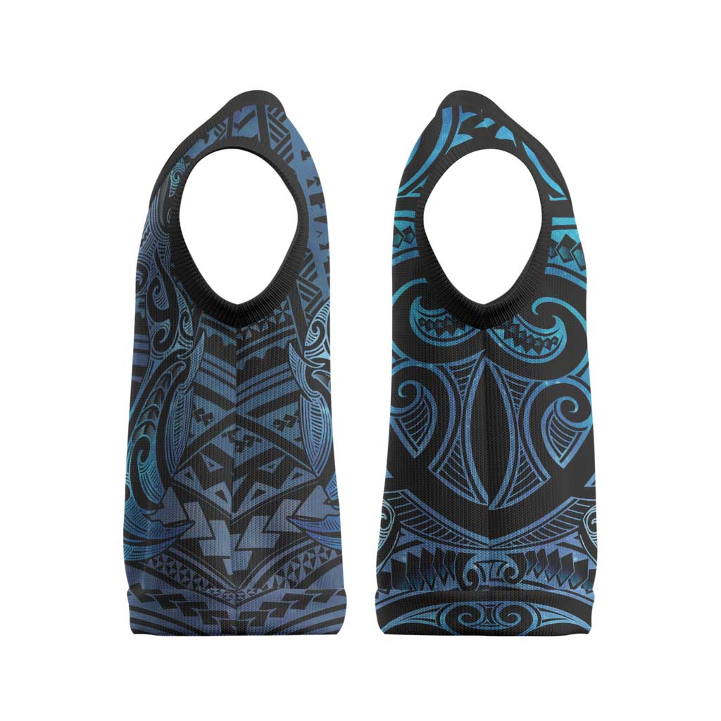 New Zealand Hammerhead Shark Christmas Knitted V-Neck Vest Maori Haehae Mangopare Galaxy LT14 - Polynesian Pride