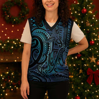 New Zealand Hammerhead Shark Christmas Knitted V-Neck Vest Maori Haehae Mangopare Galaxy LT14 - Polynesian Pride