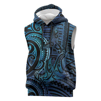 New Zealand Hammerhead Shark Sleeveless Hoodie Maori Haehae Mangopare Galaxy LT14 Blue - Polynesian Pride