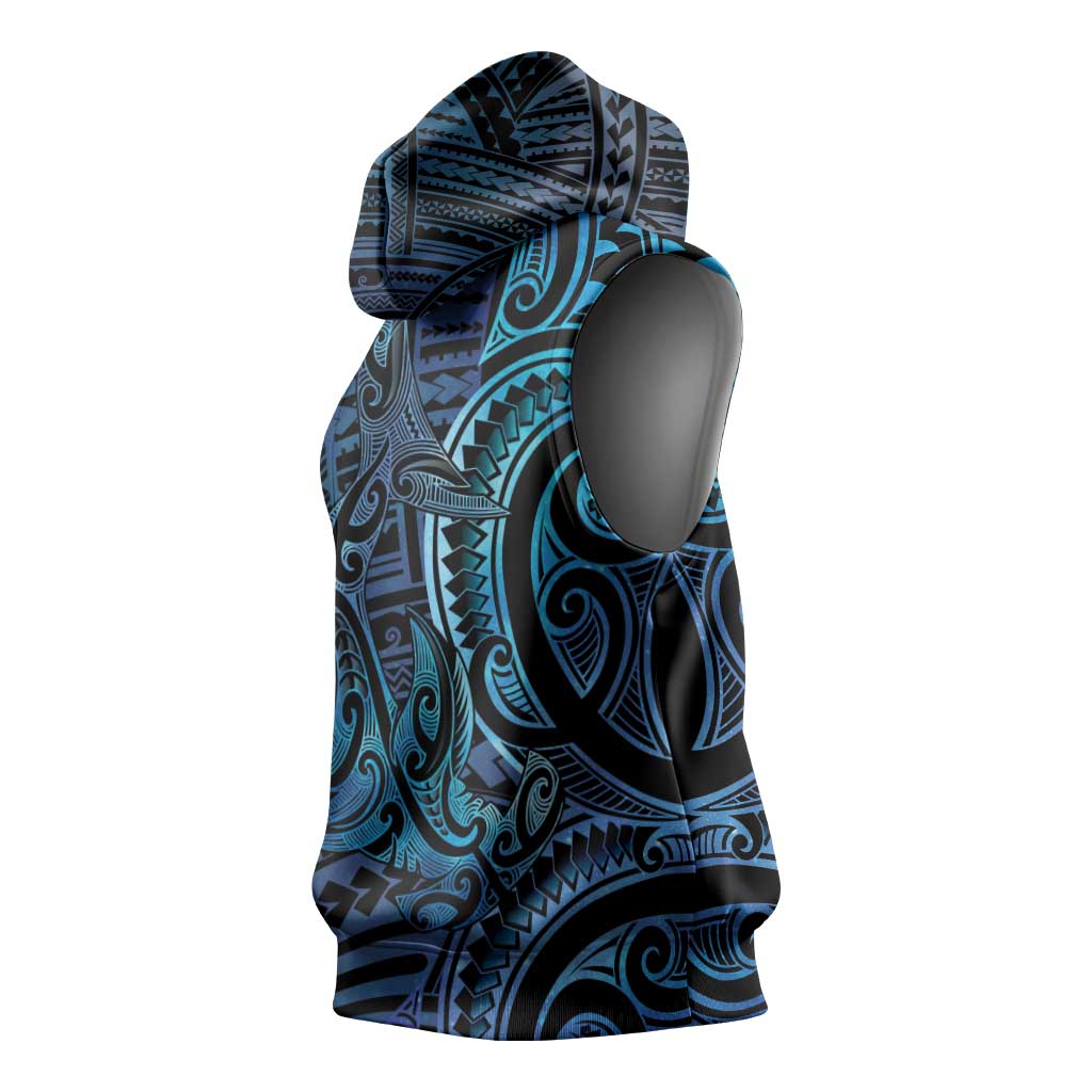 New Zealand Hammerhead Shark Sleeveless Hoodie Maori Haehae Mangopare Galaxy LT14 - Polynesian Pride