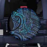 New Zealand Hammerhead Shark Spare Tire Cover Maori Haehae Mangopare Galaxy LT14 No hole Blue - Polynesian Pride