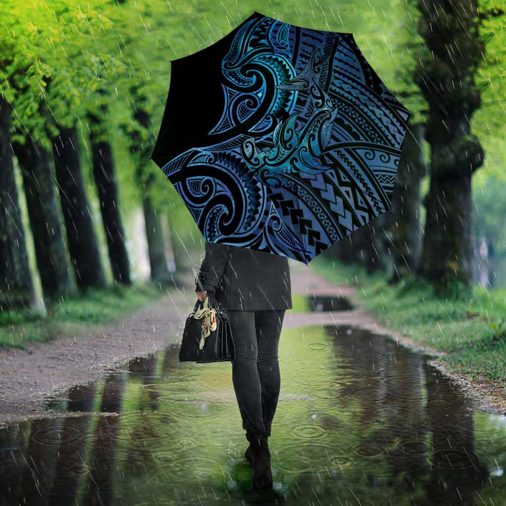New Zealand Hammerhead Shark Umbrella Maori Haehae Mangopare Galaxy - Polynesian Pride