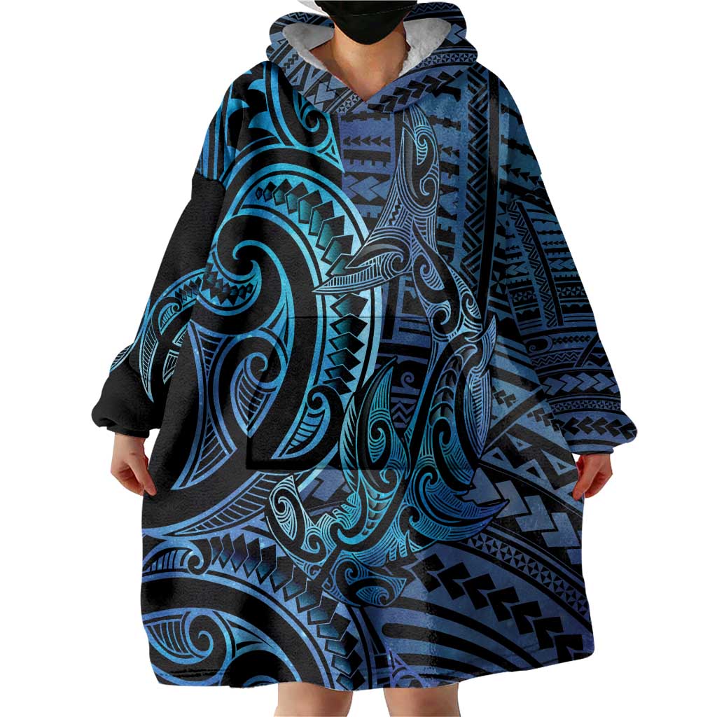 New Zealand Hammerhead Shark Wearable Blanket Hoodie Maori Haehae Mangopare Galaxy LT14 - Polynesian Pride