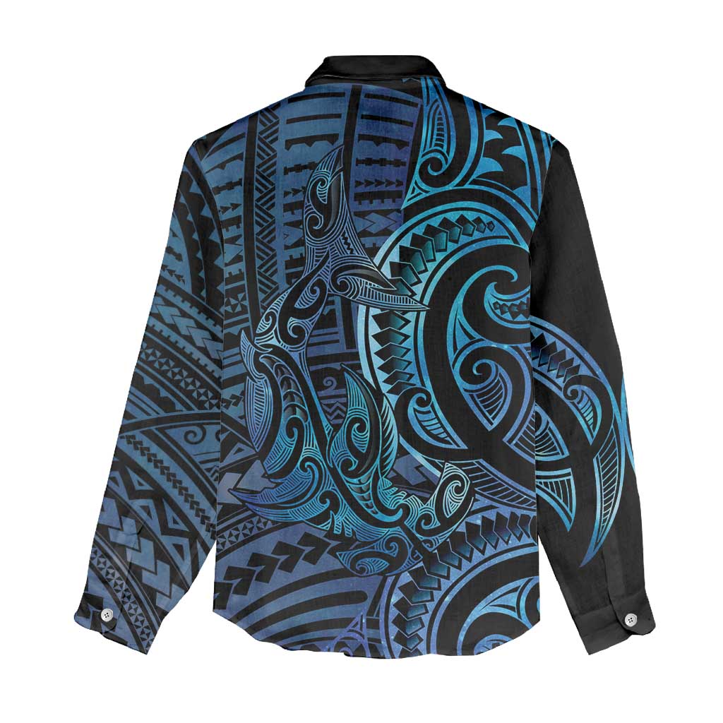 New Zealand Hammerhead Shark Women Casual Shirt Maori Haehae Mangopare Galaxy - Polynesian Pride
